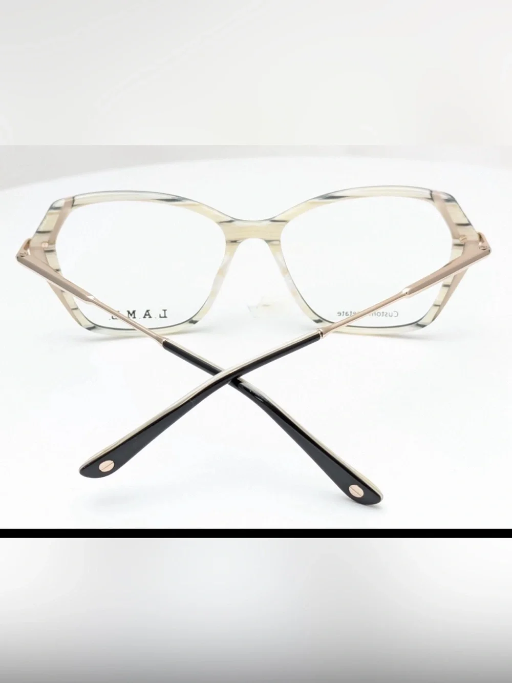 BRAND NEW  L.A.M.B. 143 55 eye Women’s Black and Gold Cat-Eye Eyeglass Frames